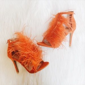 Orange feather heels Clearance